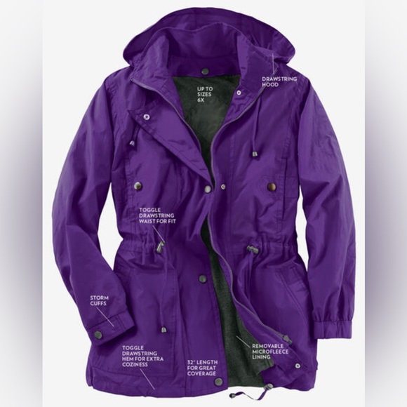 Woman Within Jackets & Blazers - Fleece-Lined Taslon® Anorak 2XL $101.99 currently on website